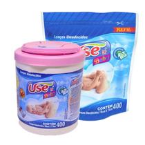 Lenços Umedecidos Use It Baby Balde Rosa c/400 com Refil