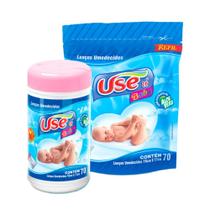 Lenços Umedecidos Use It Baby Pote Rosa c/70 com Refil