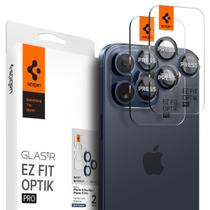 Lente de câmera e protetor de tela Spigen GlasTr EZ Fit iPhone 15 Pro Max/iPhone 15 Pro Blue Titanium, pacote com 2