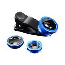 Lente De Câmera Micro Grande Angular Fisheye 3 Em 1 Com Zoom Para iPhone Xiaomi Redmi Com Clipe