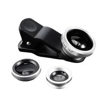 Lente De Câmera Micro Grande Angular Fisheye 3 Em 1 Com Zoom Para iPhone Xiaomi Redmi Com Clipe