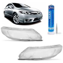 Lente do Farol Honda New Civic 2007 2008 2009 2010 2011 KIT Par + Adesivo Lente do Farol Honda New Civic 2007 2008 2009 2010 2011 KIT Par + Adesivo