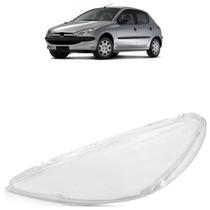 Lente Farol Dianteiro 206 1999 2000 2001 2002 2003 2004 2005 2006 2007 2008 Transparente Lisa Acrílico Foco Duplo