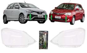 Lente Farol Principal Toyota Etios 2012 a 2021 Par + Cola