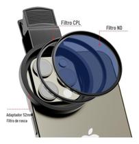Lente Filtro CPL Polarizador Para Celular Clipe Anti Reflexo 52mm