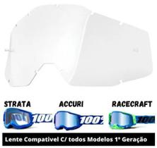 Lente Oculos 100% Strata Accuri Racecraft Mattos Racing 1ª Geração Incolor Transparente Motocross - Tear Off Mattos Racing