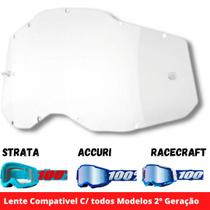 Lente Oculos 100% Strata Accuri Racecraft reposição 2 Geração Transparente Mattos Racing