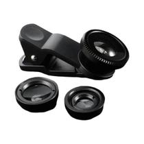 Lente Universal 3 Em 1 Para Celular: Olho De Peixe, Grande Angular E Macro Com Clip Para iPhone,