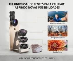 Lente Wide E Grande Angular Para Celular Kit 3x1 Olho De Peixe Pro Lente Wide E Grande Angular Para Celular Kit 3x1 Olho De Peixe Pro