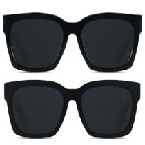 Lentes de Sol ANDWOOD para Mujer con Montura Cuadrada Sobredimensionada Pack de 2 en Negro