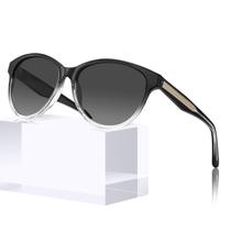 Lentes de Sol CARFIA Cat Eye de Acetato Negro Polarizados UV400 para Mujer