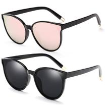 Lentes de sol Dollger polarizados de gran tamaño estilo ojo de gato negro+rosa 2 piezas