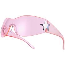 Lentes de Sol Dollger Rosa Y2K Estrella Sin Montura Envolventes UV400