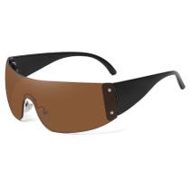 Lentes de Sol Fozono Trendy Sin Montura Estrella Y2K Protector UV400 Negro-Marrón
