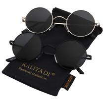 Lentes de Sol KALIYADI Redondos Polarizados Retro de Metal con Protección UV 47mm (Paquete de 2) Lentes de Sol KALIYADI Redondos Polarizados Retro de Metal con Protección UV 47mm (Paquete de 2)