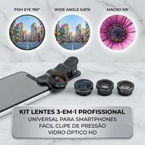 Lentes Para Câmera Smartphone Kit 3 em 1 Vloggers Youtube Reels Lentes Para Câmera Smartphone Kit 3 em 1 Vloggers Youtube Reels