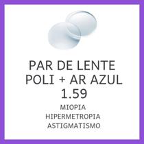 Lentes Visão Simples Acabada 1.59 Poli Filtro Azul com Antirreflexo Residual Azul