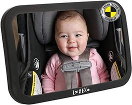 Leo e Ella Baby Car Mirror Safety First, Acidente Certificado Testado para Trás Voltado para o Assento do Carro bebê Espelho à prova de quebra com suporte de segurança ajustável Visão Cristalina do Recém-nascido