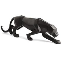 Leopardo Pantera Negra Escultura Estatua Luxo Decoração Casa 45cm - Preto - Mart