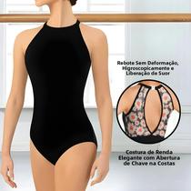 Leotardo Elegante Feminino Com Decote Halter Para Dança Clássica Com Costas Em Forma De Chave Forro