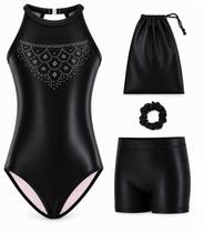 Leotardo Tstiti para Meninas - Conjunto de Ginástica 4 Peças Preto Leotardo Tstiti para Meninas - Conjunto de Ginástica 4 Peças Preto