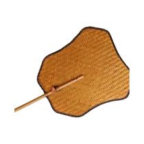 Leque Artesanal De Bambu Verde Com Borda De Brocado Nuvem De Banana, Estilo Retrô, Grande, Com Faixa