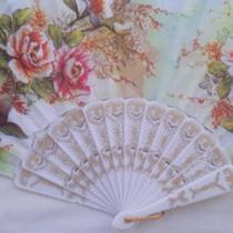 Leque Branco Espanhol Tecido Floral E Renda Atacado Japonês Leque Branco Espanhol Tecido Floral E Renda Atacado Japonês