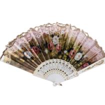 Leque Branco Espanhol Tecido Floral E Renda Atacado Japonês