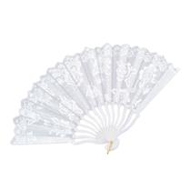 Leque Cigano de Tecido Branco e Prata Luxo Leque Cigano de Tecido Branco e Prata Luxo
