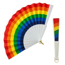 Leque Colorido Arco-Íris Pride Dobrável e Estiloso Para Festas, Carnaval - 23 cm (1 Und)