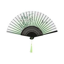 Leque De Bambu Elegante Dobrável Estilo Chinês Portátil Para O Verão, Leque De Dança Para Mulheres