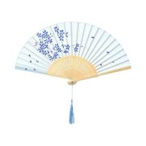 Leque De Bambu Elegante Dobrável Estilo Chinês Portátil Para O Verão, Leque De Dança Para Mulheres