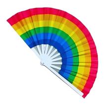 Leque De Mão 64cm Arco Íris LGBT Carnaval Decoração Parada