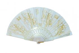 Leque de Mão Feng Shui Import Branco Bordado 24 cm Leque de Mão Feng Shui Import Branco Bordado 24 cm