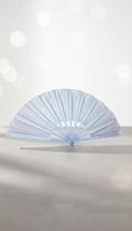 Leque De Mão Grande Nylon 63x34cm Branco