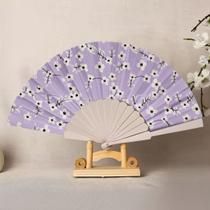 Leque de Mão Padrão Floral Dobrável Leve e Prático para Viagem, Praia e Uso Diário 23cm Leque de Mão Padrão Floral Dobrável Leve e Prático para Viagem, Praia e Uso Diário 23cm