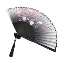Leque De Mão Portátil Leve Com Estampa Floral Vintage Rosa E Roxa De Flor De Cerejeira Para Dança Leque De Mão Portátil Leve Com Estampa Floral Vintage Rosa E Roxa De Flor De Cerejeira Para Dança