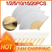 Leque De Papel De Bambu DIY Branco 1-20PCS Para Caligrafia Pintura Desenho Presente De Casamento