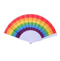 Leque de Plástico Arco Íris 43cm p/ Festa Carnaval Decoração - HM7065