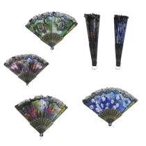 Leque De Plastico / Tecido Estampas Sortidas 24,5Cm