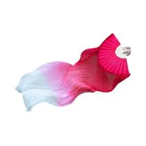 Leque De Seda Satinado Extra Longo De 150cm Com Dupla Face Para Prática De Dança E Acessórios De