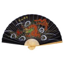 Leque Decoração Parede Gigante 160 cm Preto Dragão Leque Decoração Parede Gigante 160 cm Preto Dragão