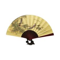 Leque Dobrável Chinês Vintage Com Cabo De Madeira 33,33CM Para Dança Clássica, Festa, Verão, Leque