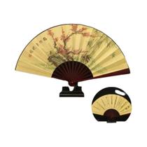 Leque Dobrável Chinês Vintage Com Cabo De Madeira 33,33CM Para Dança Clássica, Festas, Homens E