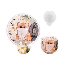 Leque Dobrável Kawaii Em Estilo Cartoon, Portátil E De Tecido Para O Verão, Ideal Para Crianças