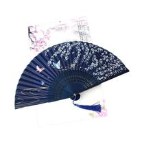 Leque Dobrável Vintage De Seda E Bambu, Estilo Retrô Chinês Japonês Com Borla, Leque De Mão Para
