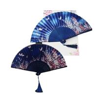 Leque Dobrável Vintage De Seda E Bambu, Estilo Retrô Chinês Japonês Com Borla, Leque De Mão Para