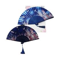 Leque Dobrável Vintage De Seda E Bambu, Estilo Retrô Chinês Japonês Com Borla, Leque De Mão Para