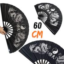 Leque Dragão Preto Dança Kung Fu Chinês Japonês Comemoração Leque Dragão Preto Dança Kung Fu Chinês Japonês Comemoração