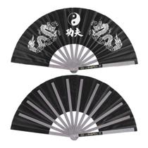 Leque Dragão Preto Dança Kung Fu Cosplay Chinês Japonês